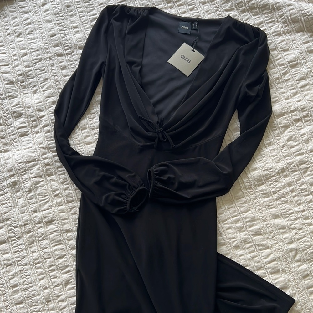 ASOS long low front dress BLACK
